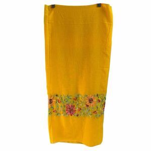 Floral Embroidered Sheer Scarf Wrap – 72” Long Boho Cottagecore Core Swim Cover